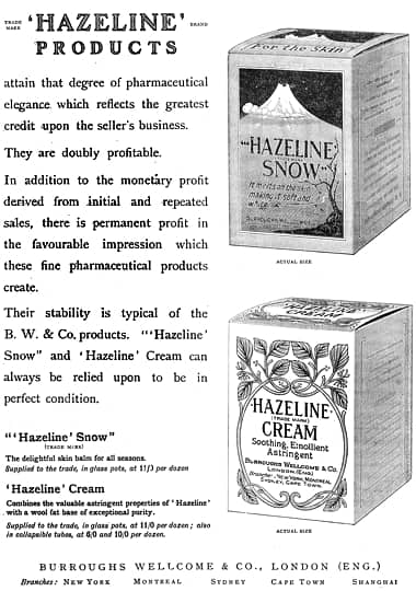 1909 Hazeline Snow and Hazeline Cream