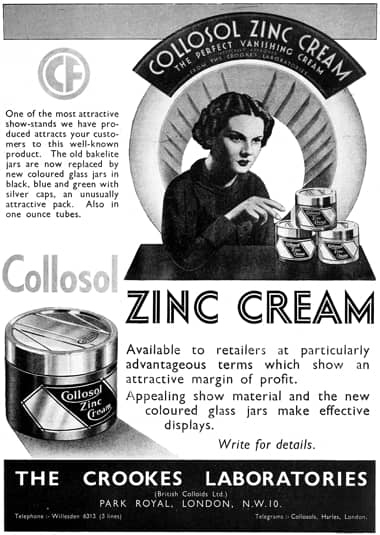936 Crookes Laboratories Collosol Zinc Cream