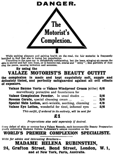 1919 Helena Rubinstein. The Motorists Complexion