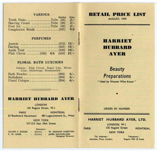 1939 Price List pages 1, 8
