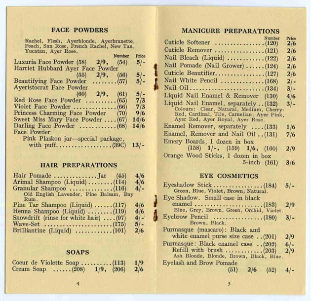 1939 Price List pages 4-5
