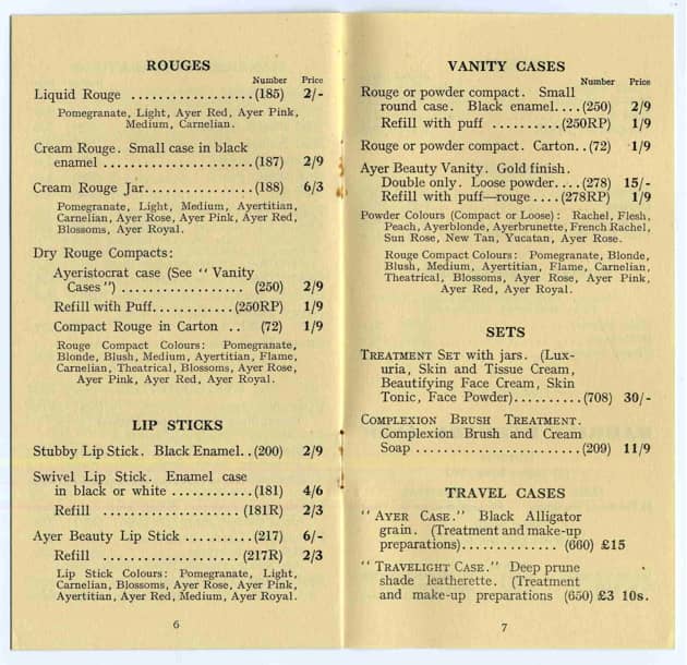 1939 Price List pages 6-7