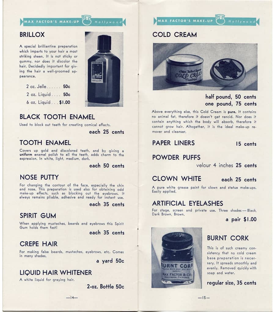 A Catalog of Max Factors Theatrical Make-Up page 12