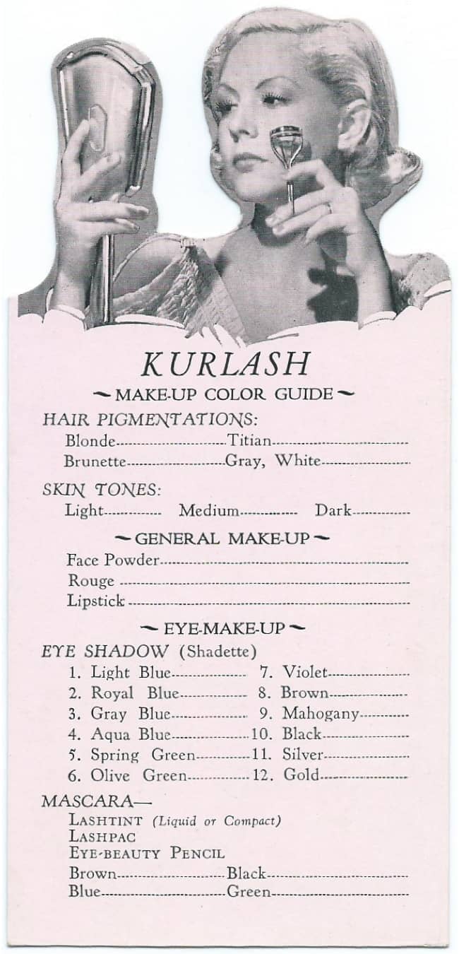 Kurlash make-up color guide Side 1