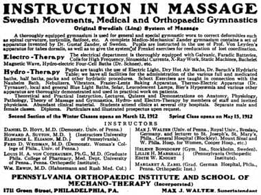1912 Advertisement for training in Swedish massage