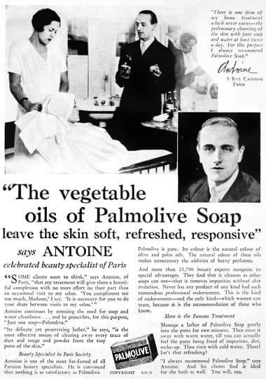 1931 Product placement for Palmolive Soap