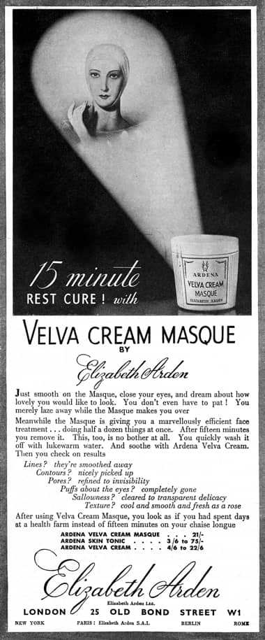 1936 Elizabeth Arden Velva Mask