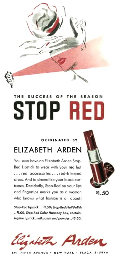 1939 Elizabeth Arden Stop Red