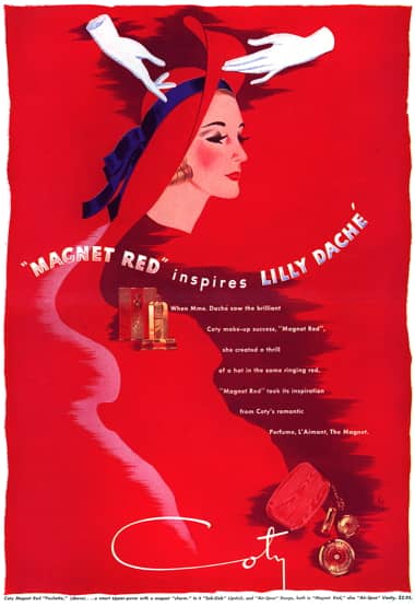 1940 Coty Magnet Red inspires Lilly Dache