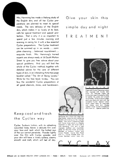 1929 Cyclax day and night treatments
