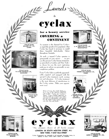 1938 Cyclax salons in Australia