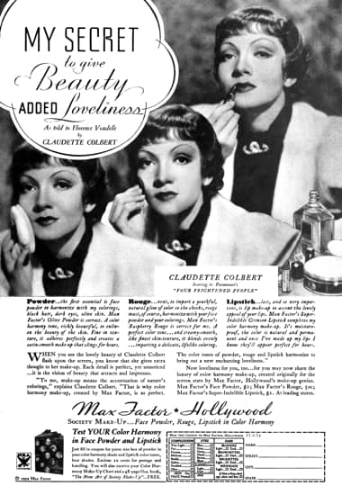 1934 Max Factor Society Make-up