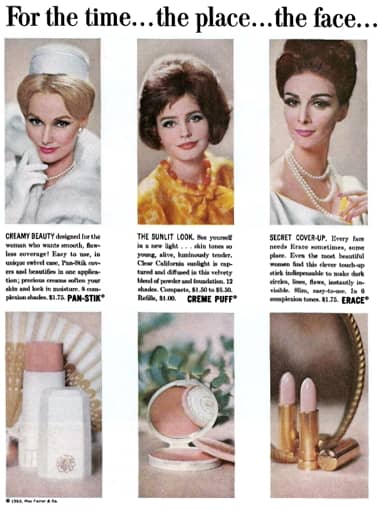 1963 Max Factor Pan-Stik Creme Puff and Erace