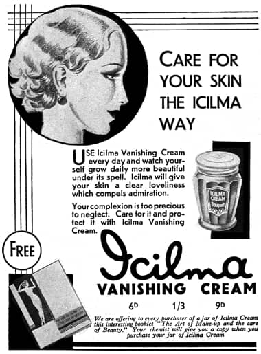 1933 Icilma Vanishing Cream