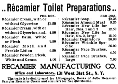 1905 Recamier Toilet Preparations