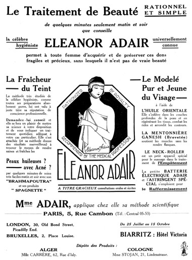 1927 Eleanor Adair Beauty Treatments