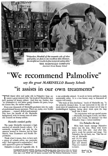 1930 Marinello endorsement for Palmolive Soap