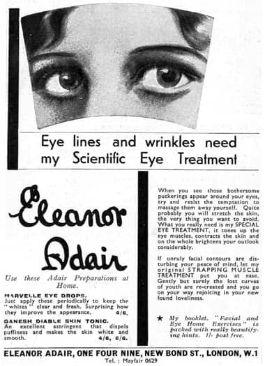 1936 Eleanor Adair Scientific Eye treatment