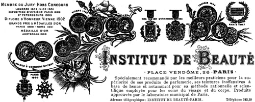 1903 Awards achieved by the Institut de Beaute