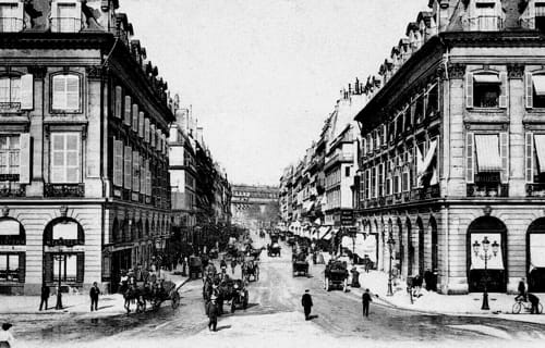 1910 Looking down the Rue de la Paix from the Place Vendome