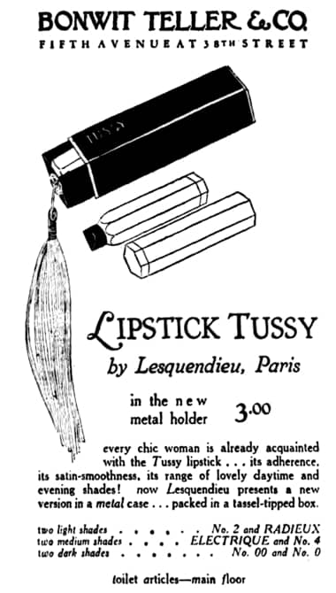 1927 Tussy Lipsticks