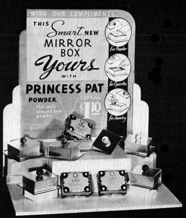 1935 Princess Pat Face Powder display stand