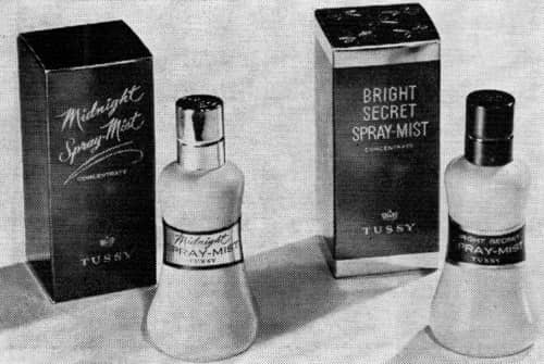 1956 Tussy Midnight and Bright Secret Spray Mists