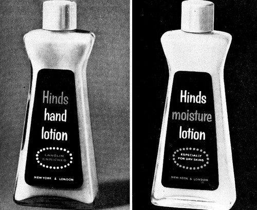 1959 Hinds Hand Lotion and Hinds Moisture Lotion