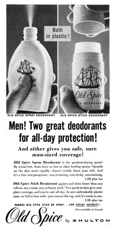 1959 Shulton Old Spice Spray Deodorant and Stick Deodorant