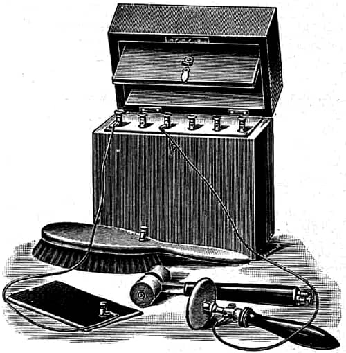 1903 Combined galvanic and faradic battery with attachments