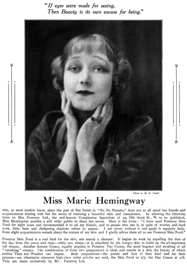 1925 Marie Hemingway endorsing Mrs Pomeroy