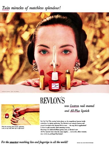 1948 Revlon Lastron Nail Enamel and All-Plus Lipstick