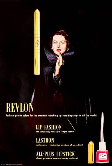 1949 Revlon Nail Enamels and All-Plus and Lip Fashion Lipsticks