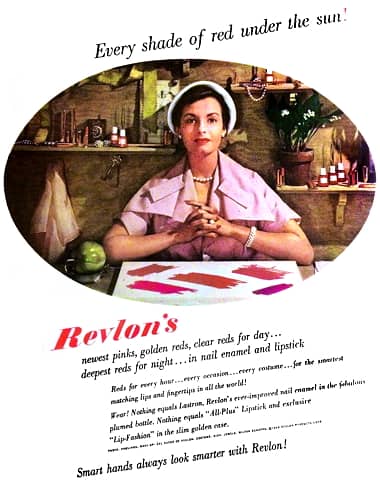 1949 Revlon Nail Enamels and All-Plus and Lip Fashion Lipsticks