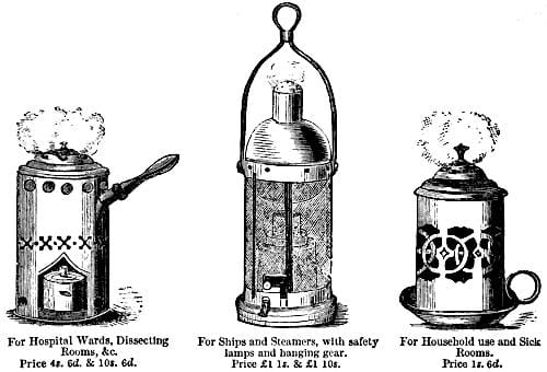 1862 Aromatic Dispensers for hospitals, ships and households
