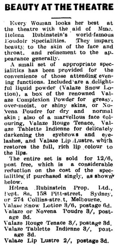 1913 Helena Rubinstein make-up lines