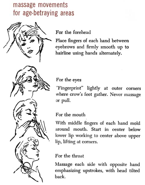 1954 Massage movements for age-betraying areas