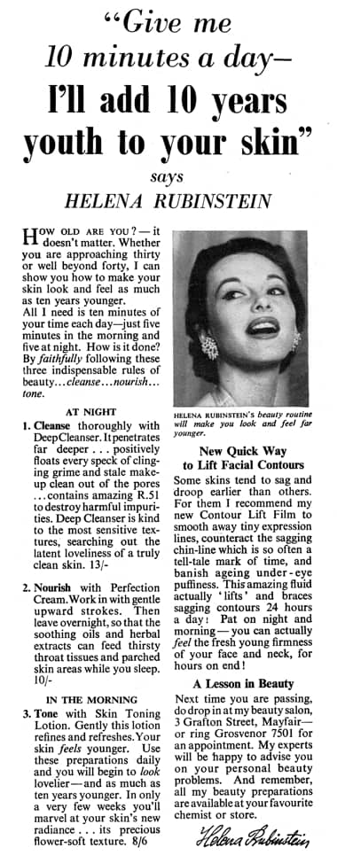 1957 Helena Rubinstein Cleanse, Nourish and Tone