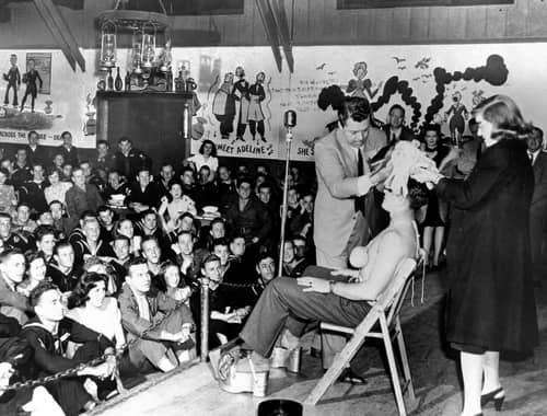 1943 Perc Westmore and Bette Davis in the Hollywood Canteen