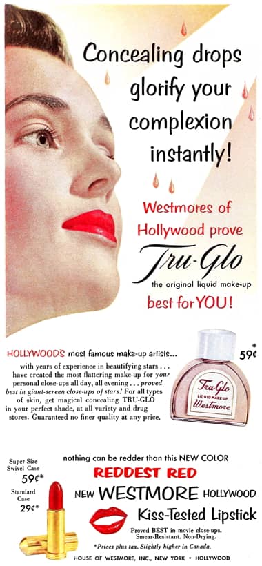 1955 Westmore Tru-Glo and Kissed-Tested Lipsticks