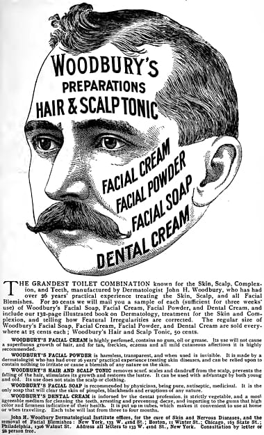 1897 Woodbury cosmetics and toiletries