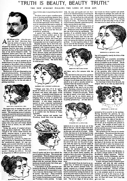 1898 Woodbury advertorial for surgical procedures