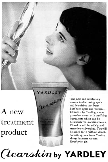 1959 Industry advertisement for Yardley Clearskin