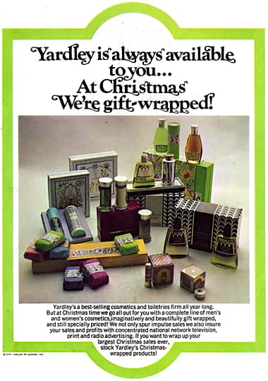1970 Yardley Christmas suggestions