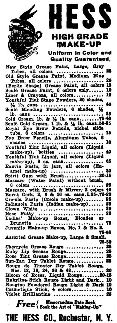 1913 Hess stage make-up