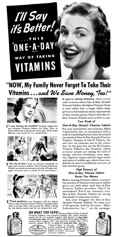 1943 Once-A-Day Multi-vitamin tablets