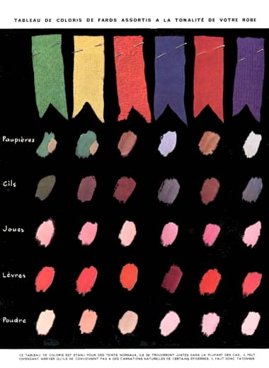 1935 Votre Beaute shade chart