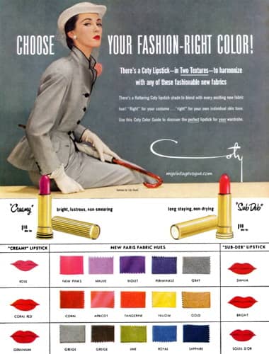 1951 Coty fashion colours