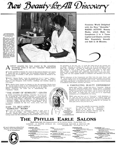 1922 Phyllis Earle Kemolite Facial 