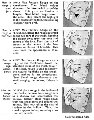 1937 Max Factor How to apply rouge